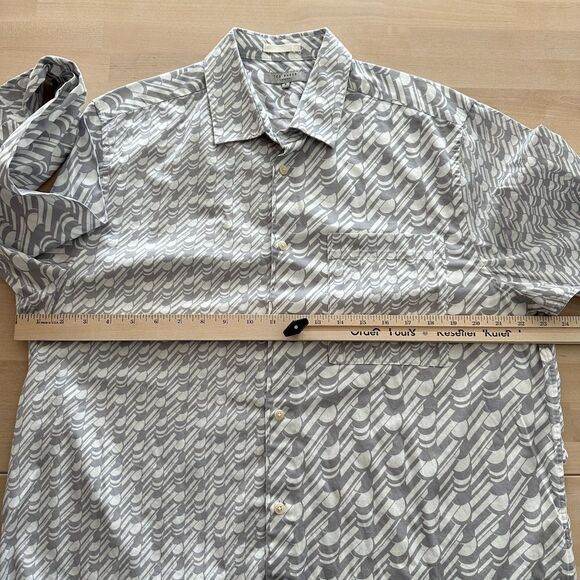 Ted Baker Shirt Mens 5 XL Button Down Geometric Retro Print Cotton Casual Dress - Picture 6 of 12